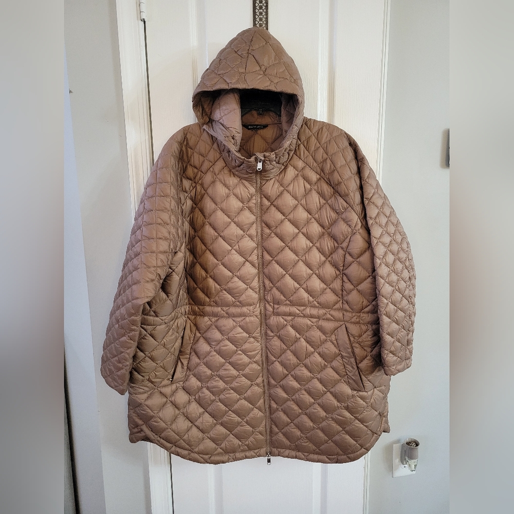 Athleta Whisper Featherless Parka Jacket Rustic Beige Plus Size 3X Lightweight